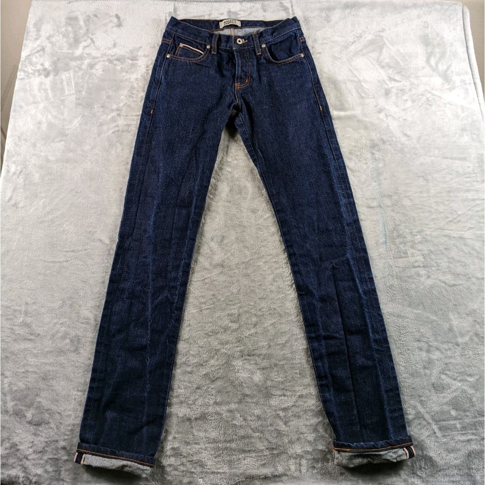 Naked & Famouse Jeans Mens 31x36 Blue Dirty Fade Selvedge Skinny Guy Raw Denim